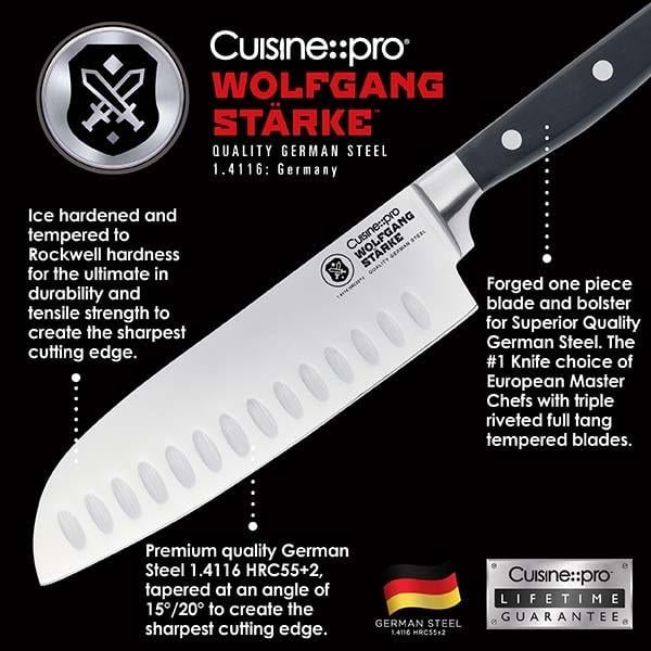 Cuisine::pro WOLFGANG STARKE 7 in. Steel Full Tang Santoku Knife