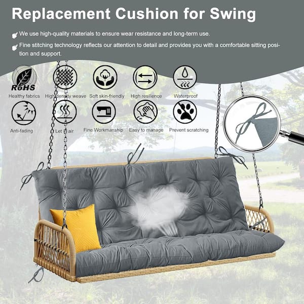 71 x 40 in. 3 Seater Replacement Outdoor Swing Cushions with Back Support Waterproof Bench Cushion Hawaii Light grey 71inX40in The Home Depot