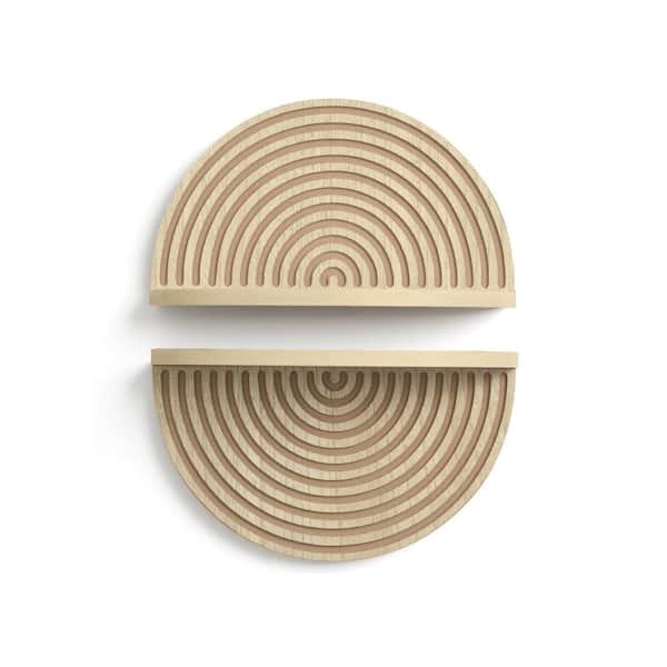 11.75 in. W x 5 in. D Beige MDF Boho Arched Floating Wall Shelf Set Decorative Wall Shelf