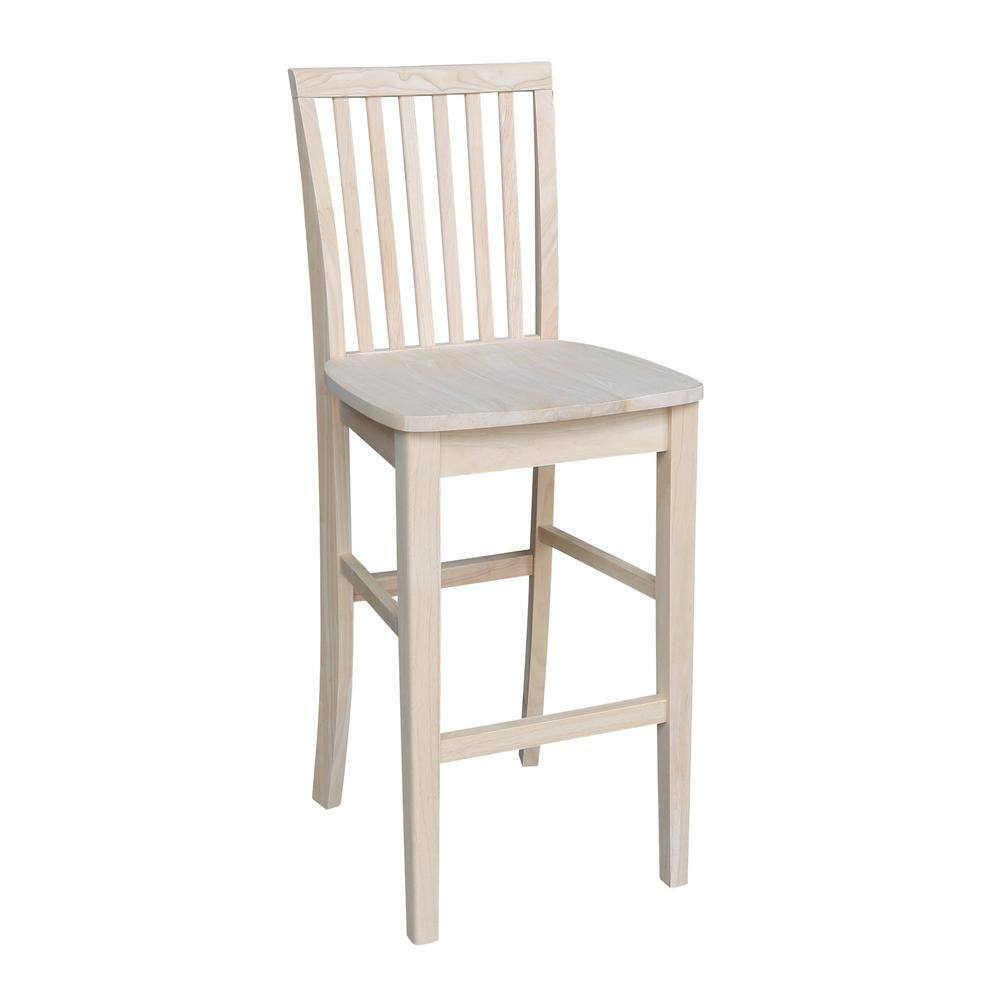 Parawood Mission Style Bar Height Stool, Unfinished Brown