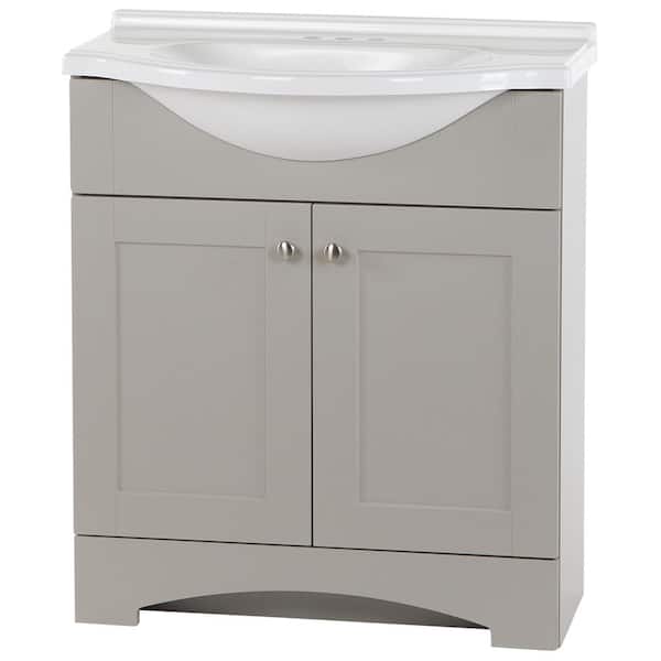 Glacier Bay Del Mar 31 in. W x 19 in. D x 36 in. H Single Sink Freestanding  Bath Vanity in Gray with White Cultured Marble Top DM30P2-KG - The Home  Depot