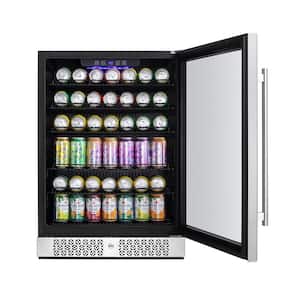 24 in. Single Zone 5.2 cu. ft. Capacity 140 of 12 oz. Can Cooler Freestanding Beverage Refrigerator in Stainless Steel