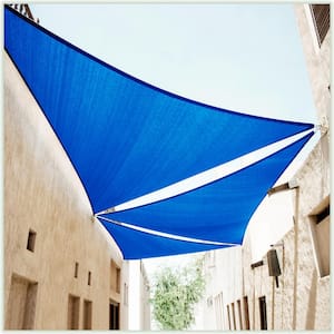 16 ft. x 16 ft. x 22.6 ft. 190 GSM Blue Right Triangle Sun Shade Sail with Triangle Kit