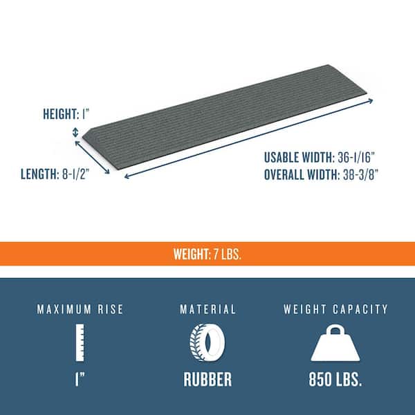 EZ-ACCESS TRANSITIONS Angled Entry Mat, Grey, 1 in. TAEMGRY01 1.0