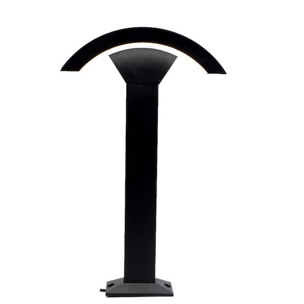 J&H LED 250-Watt Equivalent Black Outdoor Integrated LED Landscape Path Bollard Light