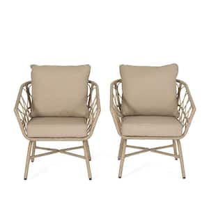 Montserrat Light Brown Wicker Outdoor Lounge Chair with Beige Cushions (2-Pack)