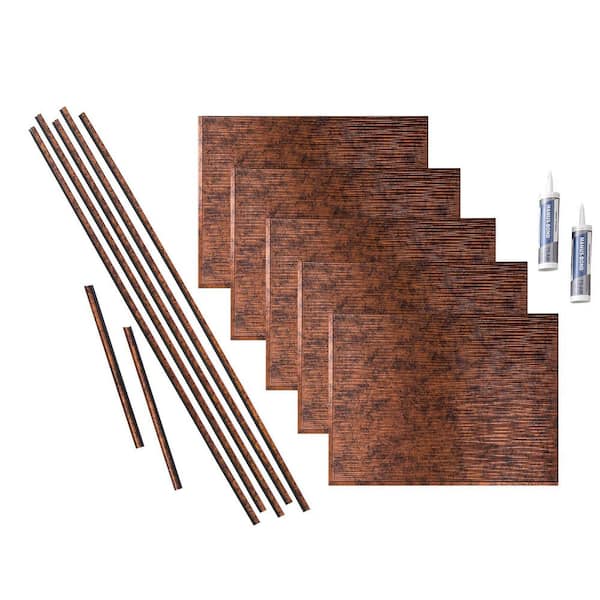 Ripple 18 in. x 24 in. Moonstone Copper Vinyl Decorative Wall Tile Backsplash 15 sq. ft. Kit