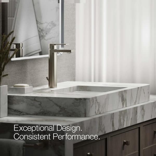 KOHLER Parallel Tall Single-Handle Single Hole Bathroom Faucet in Vibrant Brushed Nickel