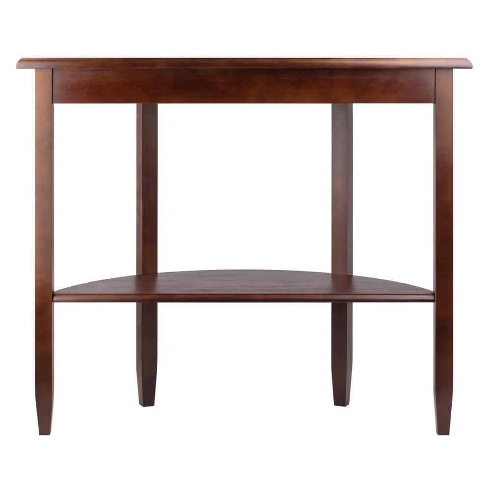 Transitional Demilune Walnut Console Table with Storage