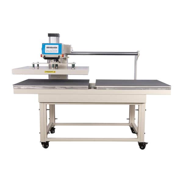 Unbranded 28x36 large formart pneumatic up sliding dual platen heat press machine, White+Blue