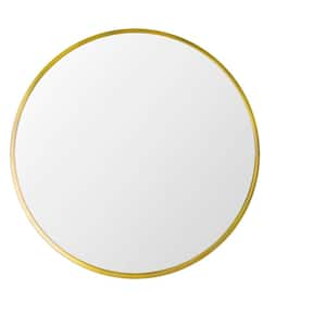 32 in. W x 32 in. H Small Round Gold Farmhouse Circular Mirror Alloy Framed Wall Bathroom Vanity Mirror in Gold