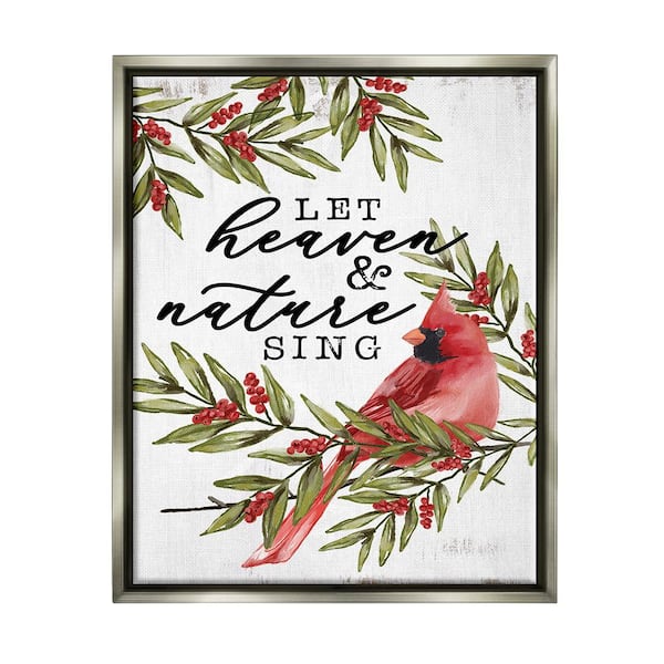 Stupell Industries Festive Phrase Cardinal by Dogwood Portfolio 1 Piece Floater Frame Graphic Print Animal Poster Art Print 21 in. x 17 in.