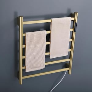 6-Towel Electric Heated Holders Stainless Steel Wall Mounted Towel Warmer for Bathroom in Brushed gold