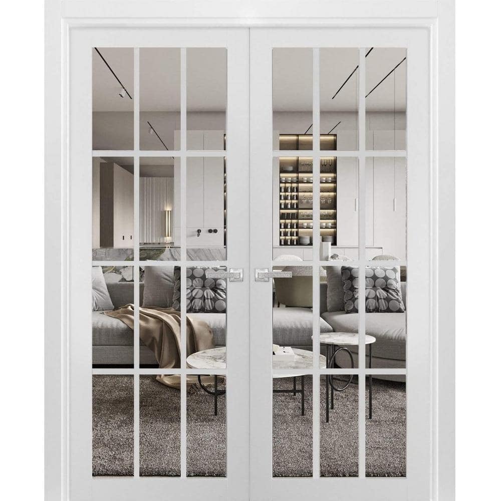 Sartodoors 48 in. x 96 in. 2 Panel White Finished Solid Wood Sliding ...