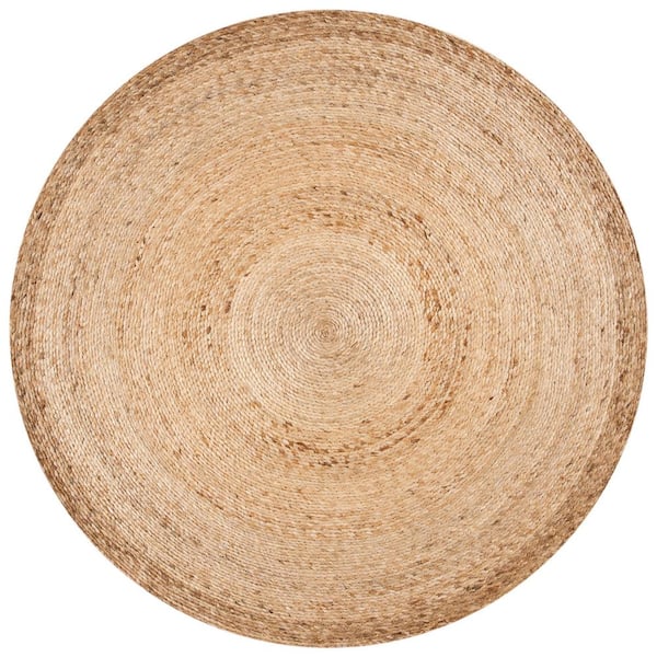 Natural Fiber Beige 9 ft. x 9 ft. Solid Color Round Area Rug