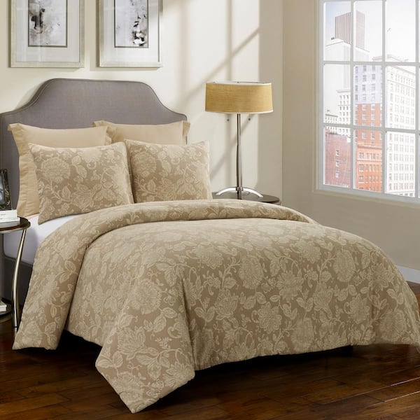 DONNA SHARP Amadora 3-Piece Cappuccino Cotton Queen Comforter Set ...