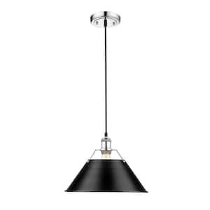 Orwell 1-Light Chrome with Black Shade Large Pendant