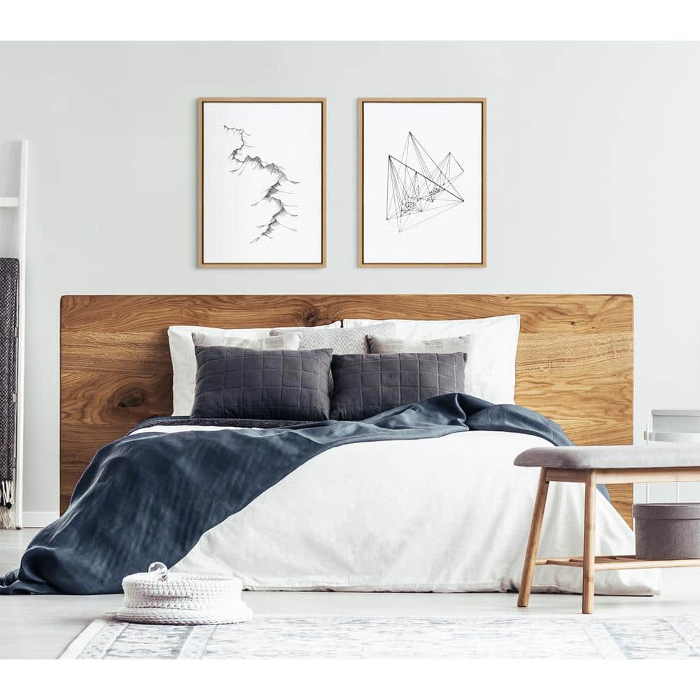 Natural Wood Framed Black and White Mountain Canvas Art