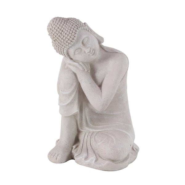 Litton Lane 20 in. Magnesium Oxide Indoor Outdoor Meditating Buddha Garden Sculpture