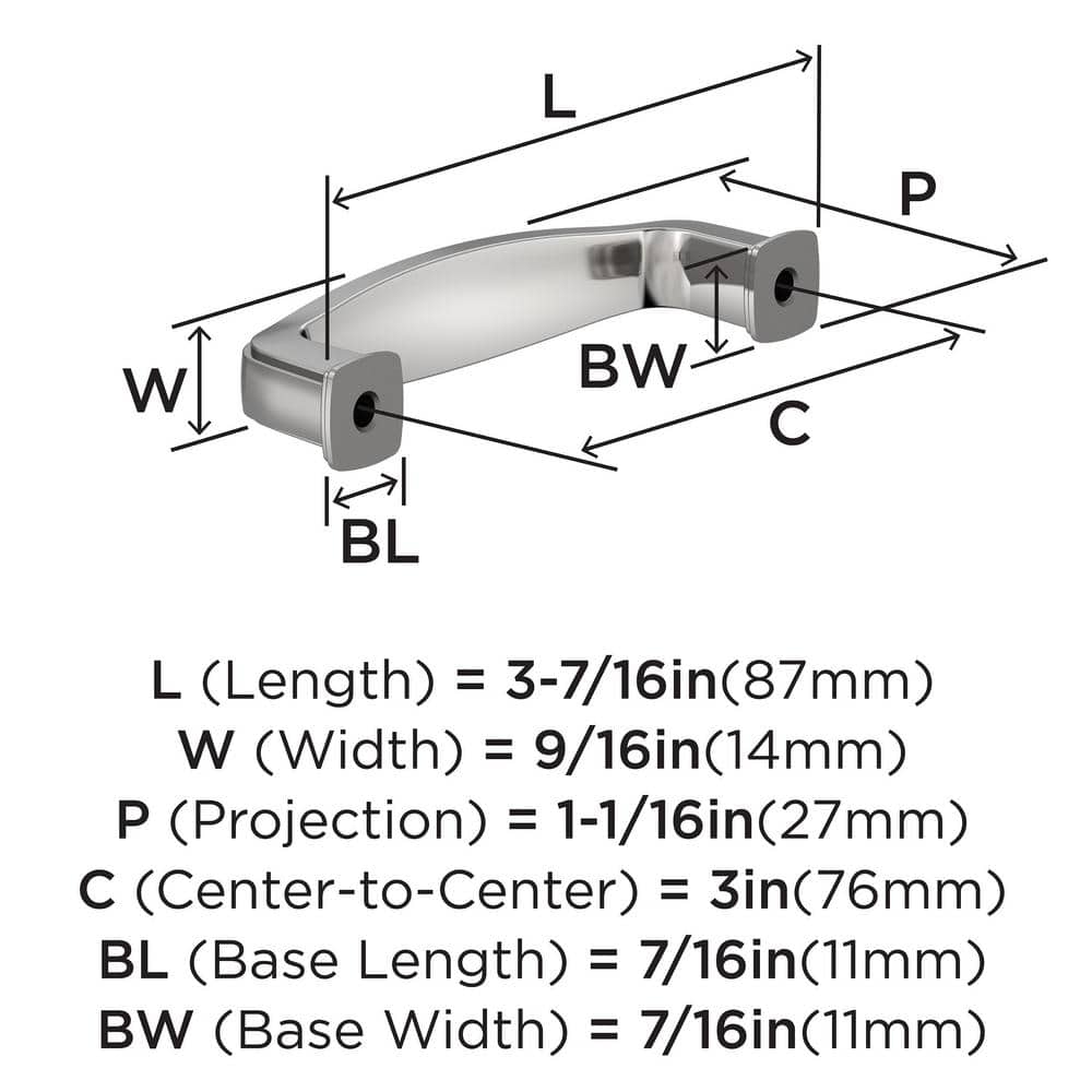Polished Chrome 3-Inch Traditional Cabinet Pull with Mounting Hardware