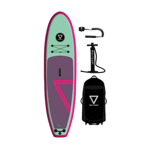 10 Class Act Inflatable SUP Stand Up Paddle Board Kit, Pink Rail