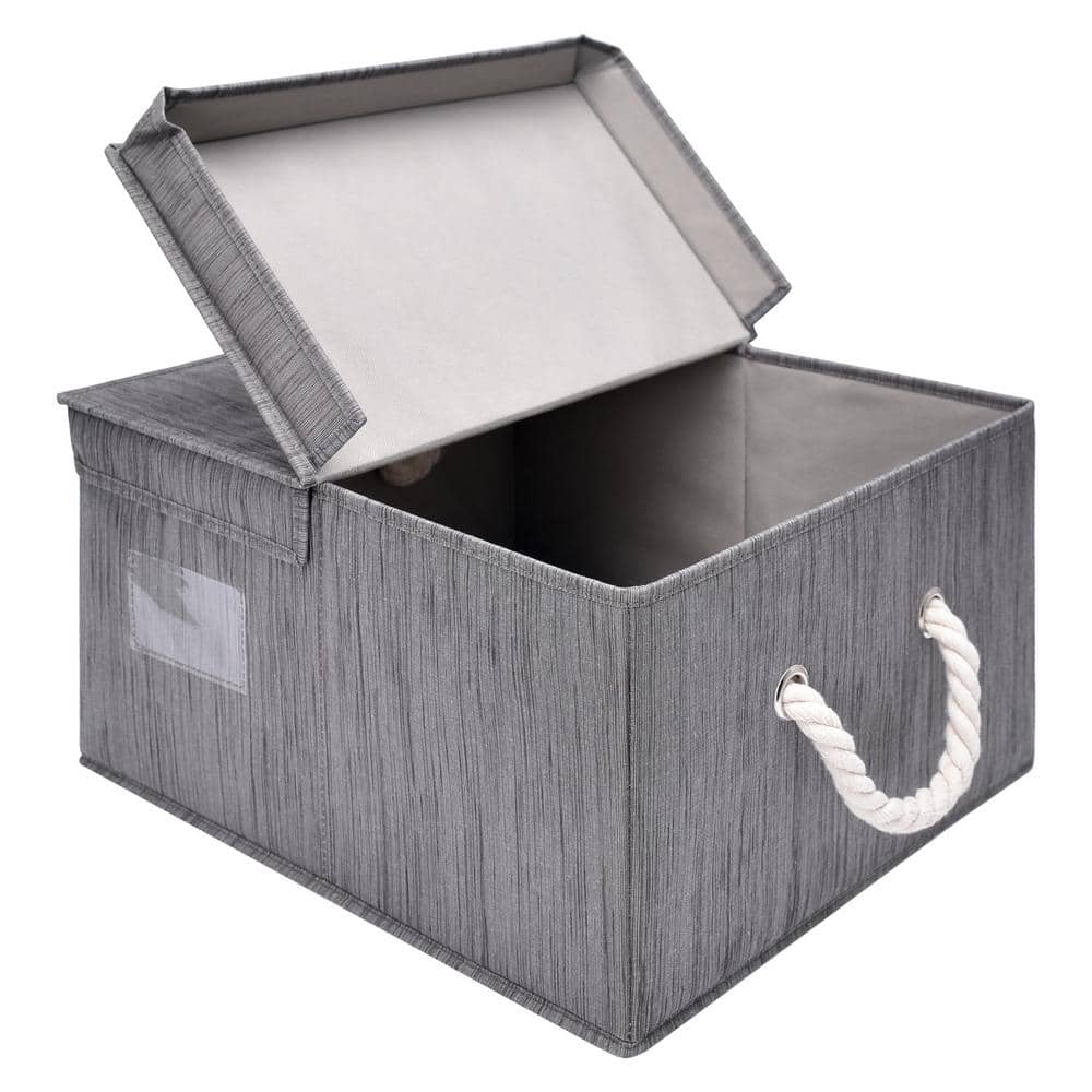 11-Gal. Foldable Polyester Storage Bin with Cotton Rope Handles and Double-Open Lid in Slate price history on PriceWatchPro