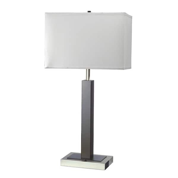 ORE Adrienne 30 in. Walnut Metal Table Lamp with Outlet and USB Port