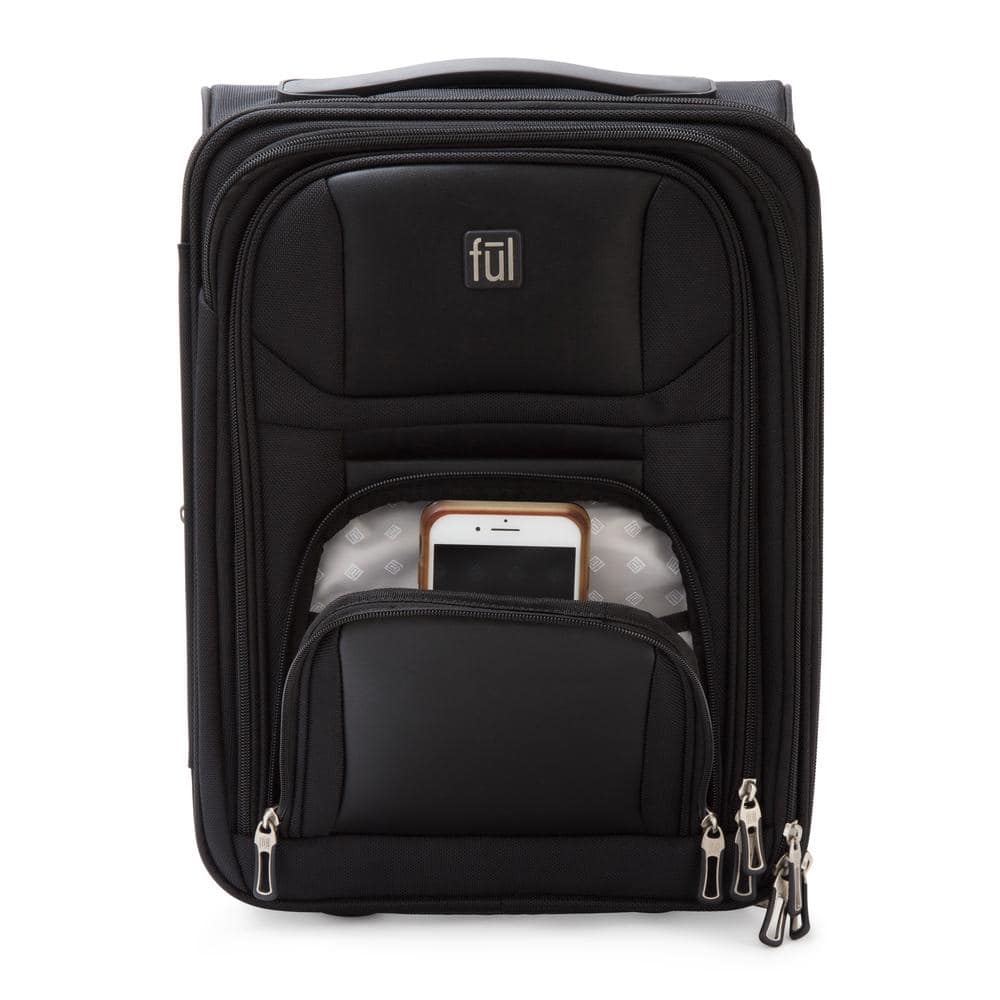 Ful Crosby Carry On Luggage 165 In Black Narrow Profile For Underseat