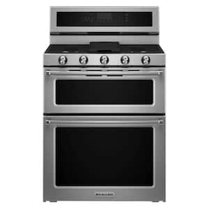 6.0 cu. ft. Double Oven Gas Range with Self-Cleaning Convection Oven in Stainless Steel