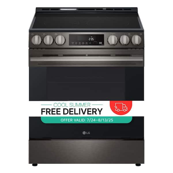 30 in. 6.3 cu. ft. Smart Electric Range with Fan Convection, Air Fry & EasyClean in PrintProof Black Stainless Steel