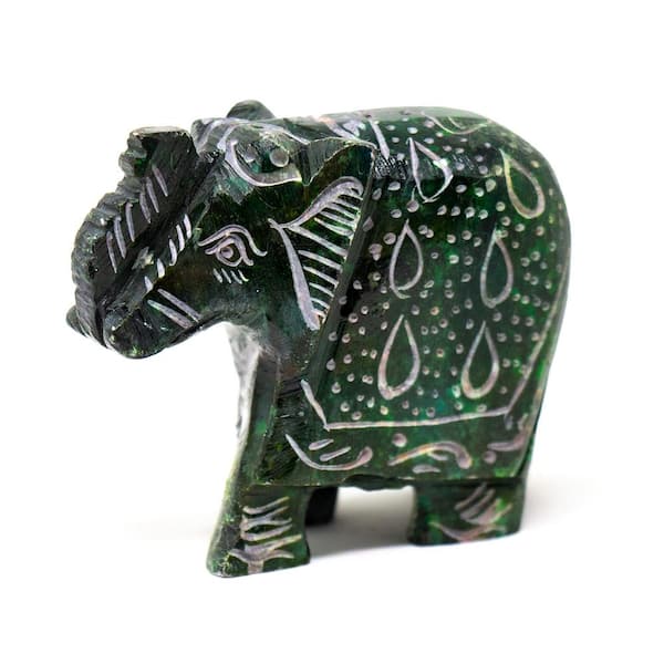 Handcrafted Soapstone Pencil Holder with Elephant Motifs - Helping