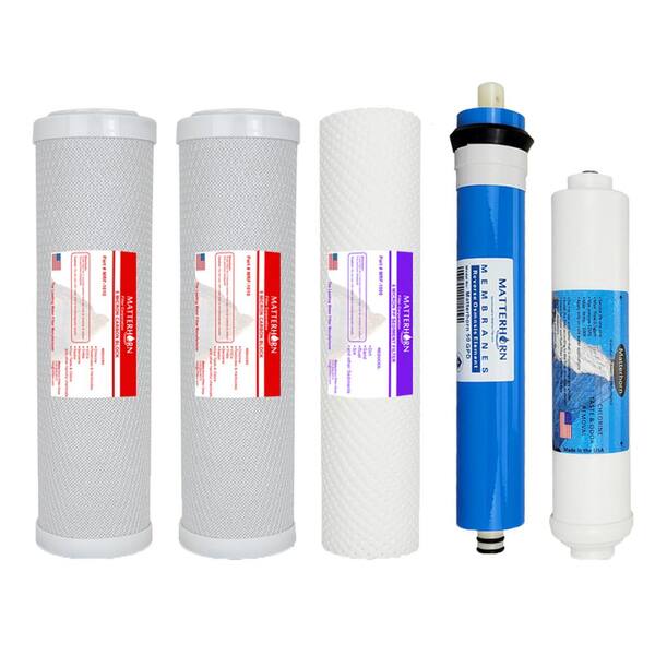 USA Full 5 stage Reverse Osmosis Replacement Filter set with 50 GPD membrane 