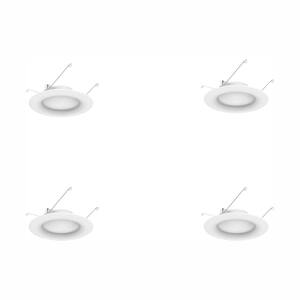 6 in. Canless New Construction or Remodel White Dimmable Integrated LED Recessed Light Trim Daylight (4-Pack)
