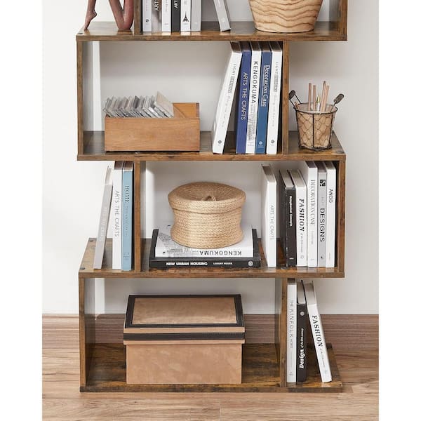 mhrdk⭐︎ 27.6 in. W x 9.4 in. D Rustic Brown 5-Tier Bookcase Decorative