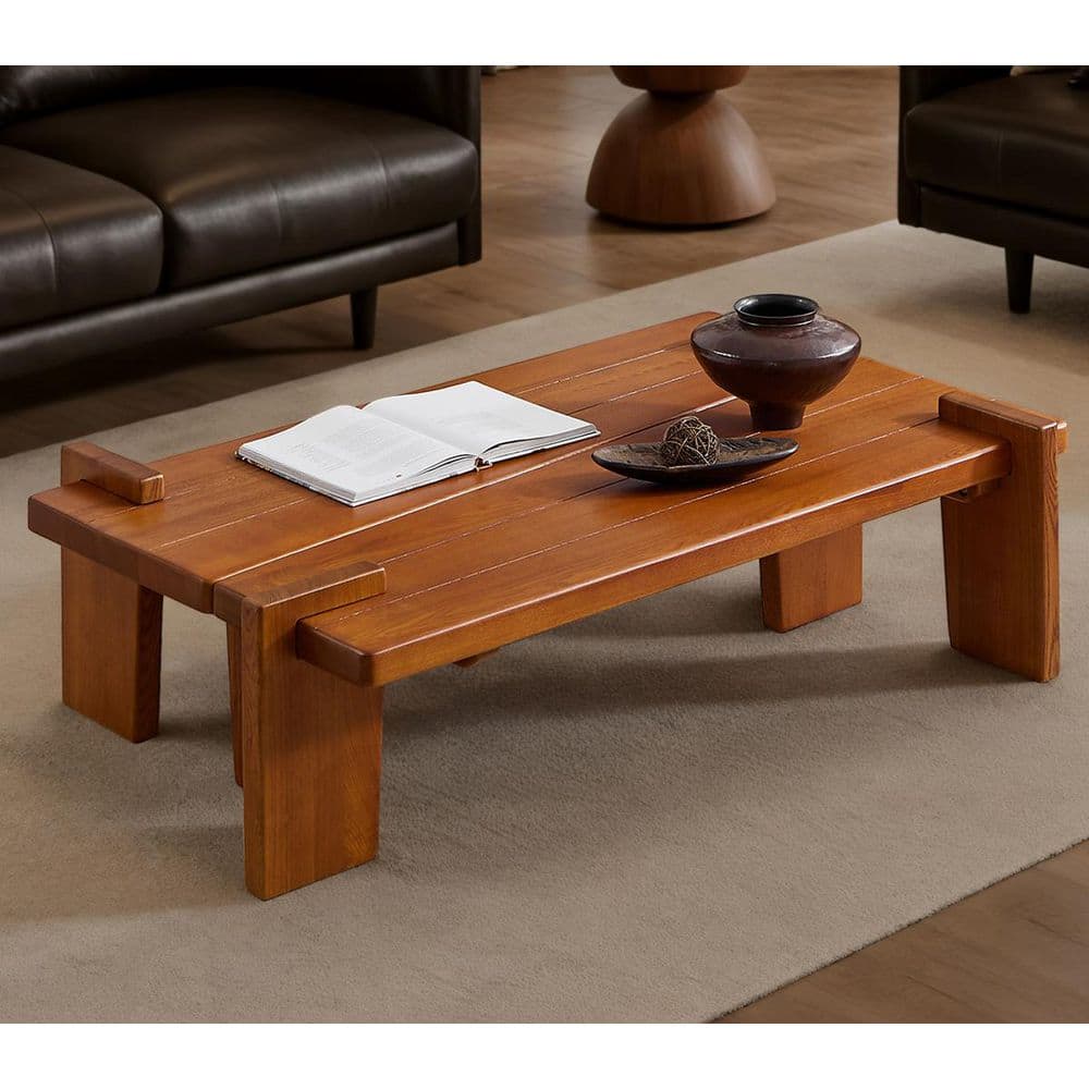 Art Leon Chic 49.6 in. Teak Color Rectangle Solid Wood Coffee