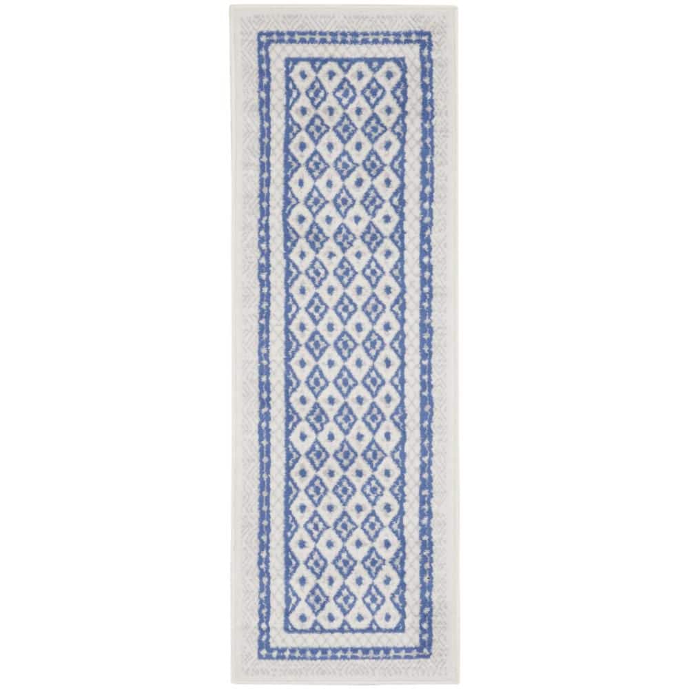 2 ft. x 8 ft. White Geometric Washable Area Rug Runner Rug