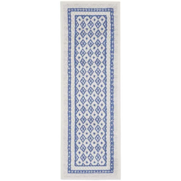 2 ft. x 8 ft. White Geometric Washable Area Rug Runner Rug