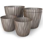 6 in., 7.5 in. and 9.3 in. Dia Mocha Plant and Flower Pot, Stylish Indoor and Outdoor Polypropylene Planter, (5/1 Set)