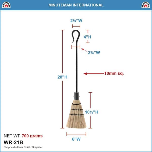 28 in. Tall Graphite Shepherd's Hook Fireplace Brush Tool