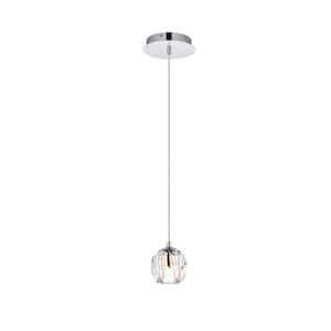 Timeless Home 5.5 in. L x 5.5 in. W x 3.7 in. H 1-Light Chrome with Clear Crystal Modern Pendant