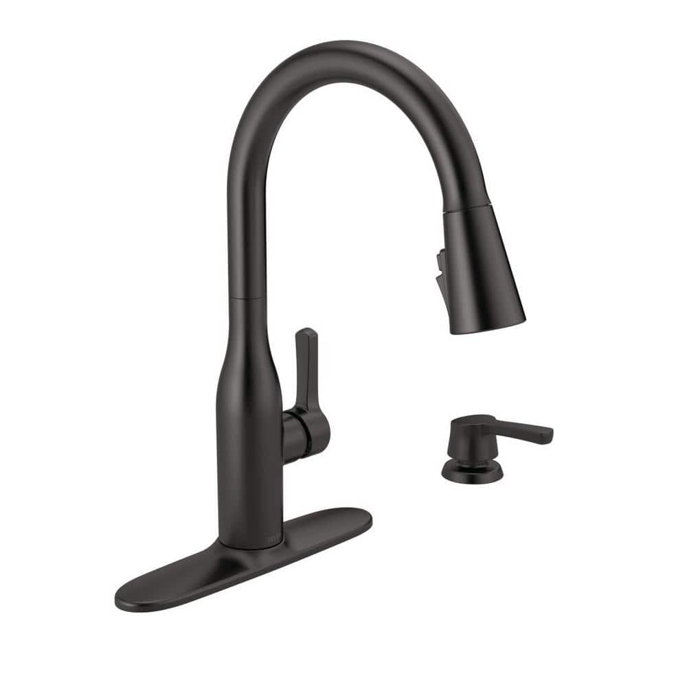 Matte Black Ceramic Single Handle Pull-Down Kitchen Faucet