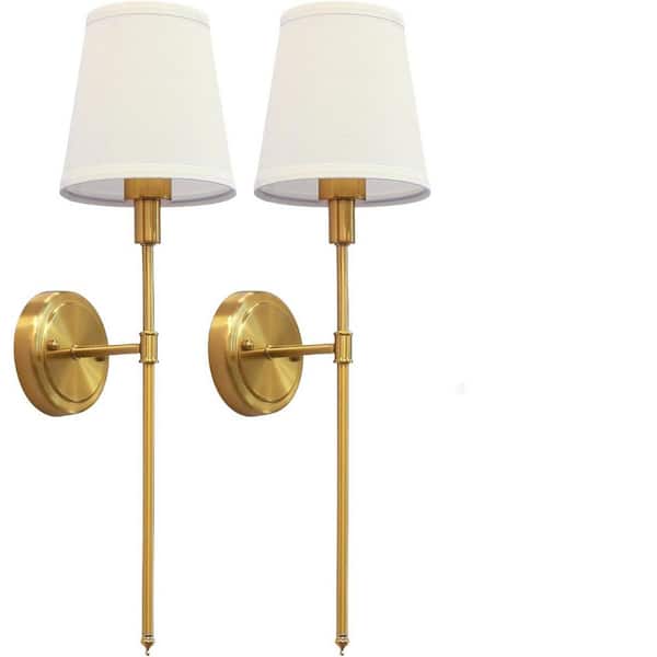 6 in. 1-Light Gold Wall Sconce Wireless Remote Control Dimmable Rechargeable Wall Light for Living Room(2-Pack)