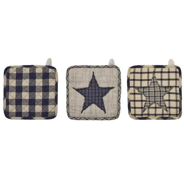 My Country Cotton Navy Patchwork Pot Holder (3-Pack)