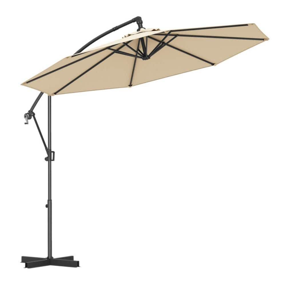 10 ft. Cantilever Patio Umbrella in Beige with 360° Rotation and Infinite Tilt, Crank Lift and Cross Base price history on PriceWatchPro