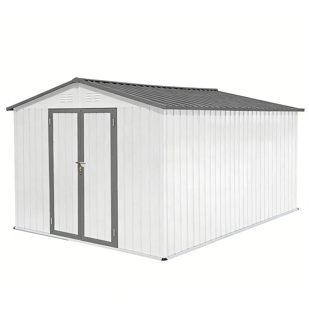 12 ft. W x 10 ft. D Metal Outdoor Garden Sheds, White and Grey (120 sq. ft. ) price history on PriceWatchPro