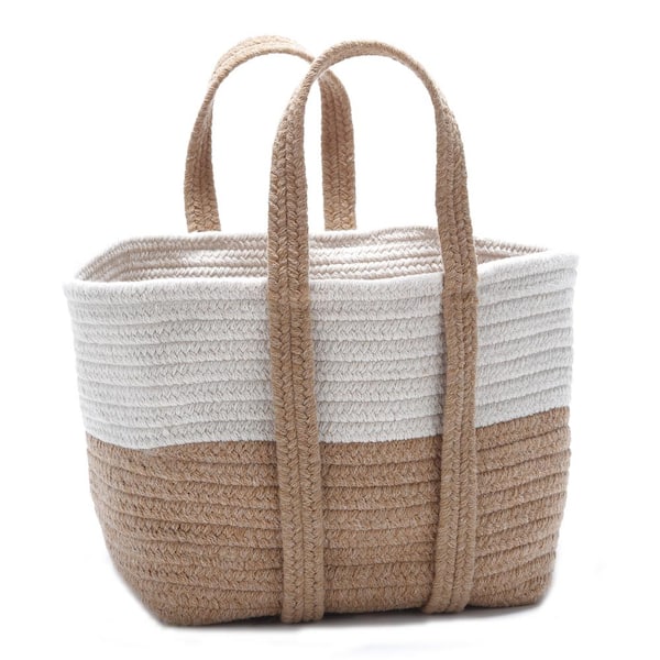 Two-tone Jute And Cotton Bag At Home