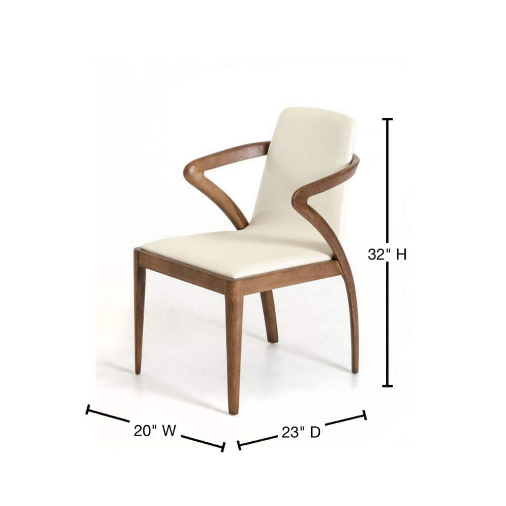 Walnut & Cream Faux Leather Parsons Dining Chair