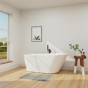 Minimalist 69 in. Acrylic Freestanding Bathtub Modern cUPC Certificated Slipper Soaking Tub in Glossy White Soaking Tubs