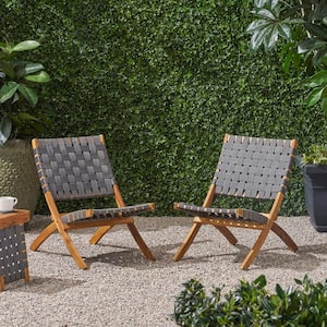 Huntsville Brown Patina Foldable Wood Outdoor Lounge Chair (2-Pack)