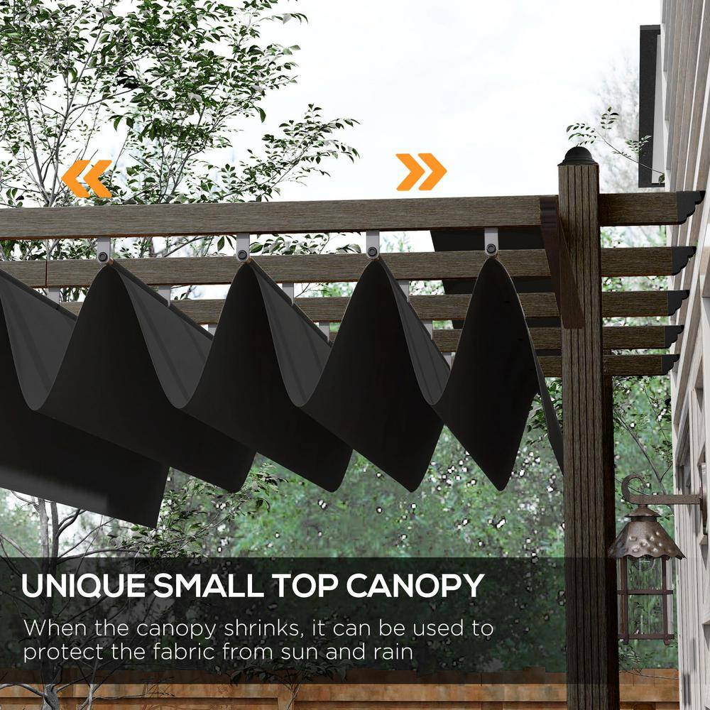 Gray 10' x 12' Wood Grain Aluminum Retractable Pergola Canopy